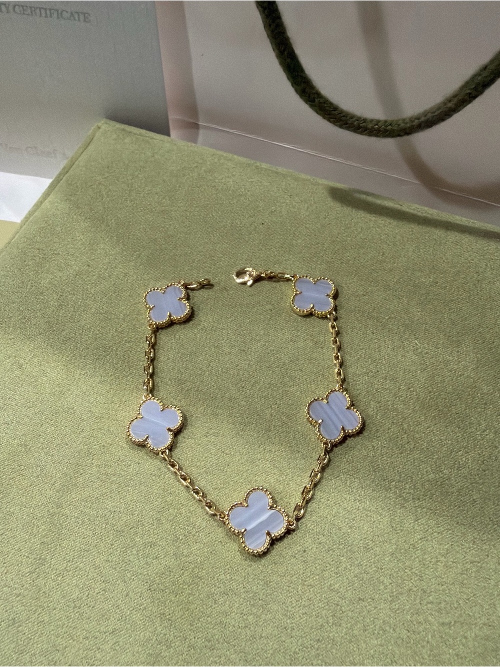 New Modern Vintage Cloverleaf Bracelet Violet Blue 18k $29,000